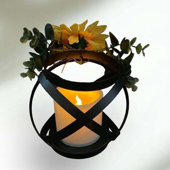 Set of Small Metal Battery Operated Candle Holders W/Sunflower Mini Centerpieces - Picture 3 of 5